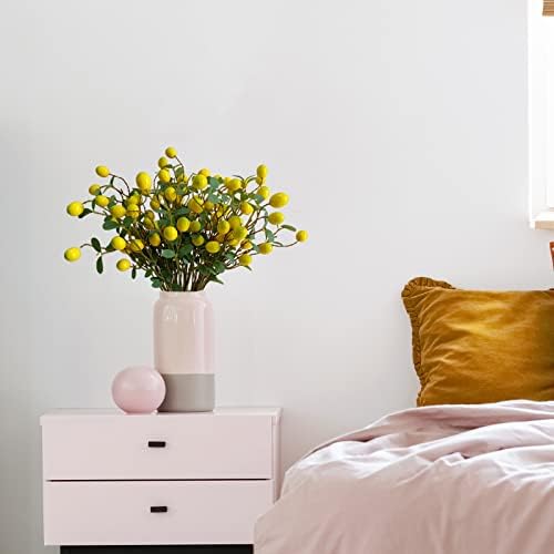 6Pack Artificial Lemon Branches Vivid Yellow Home Decor