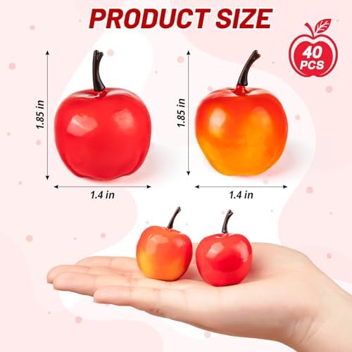 40pcs Fake Mini Red Apples for Decor and Crafts