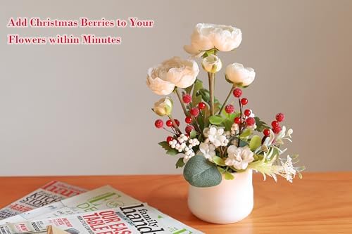 Frosted Red Berry Stems 20 Pack Artificial Christmas Decor