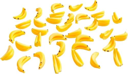 35Pcs Yellow Mini Plastic Artificial Bananas for Decor