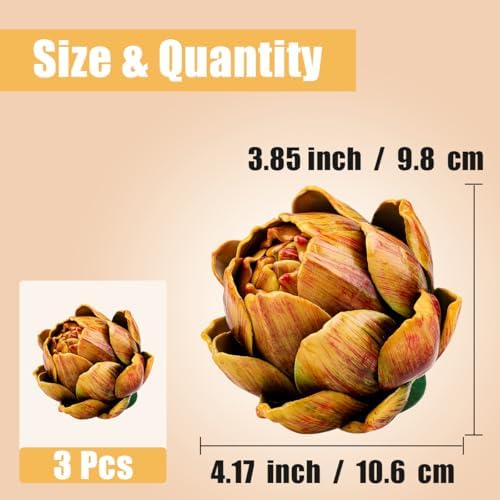 3pcs Realistic Artificial Artichokes Yellow Decor