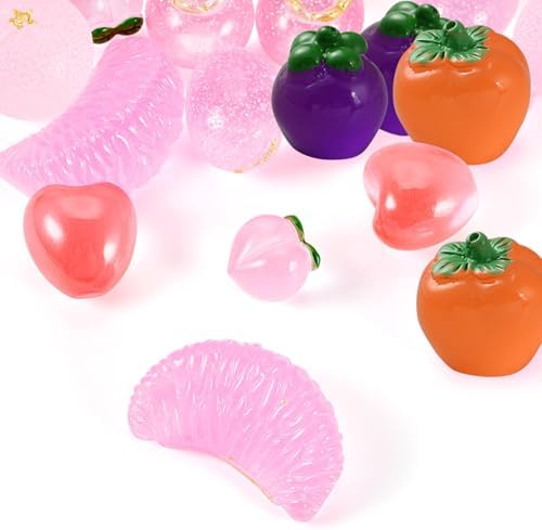 16Pcs Glow in The Dark Mini Pink Fruit Decorations