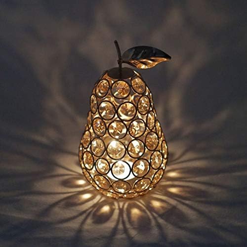 Crystal Pear Ornament with Gold Rings and String Light