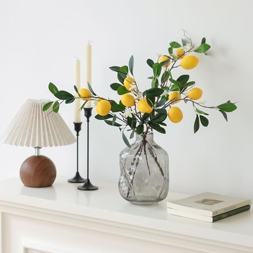Mizii 5pcs 24 Inch Artificial Lemon Branches with 15 Realistic Fruits
