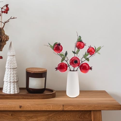 Quancru 3pcs Realistic Artificial Pomegranate Branches Decoration