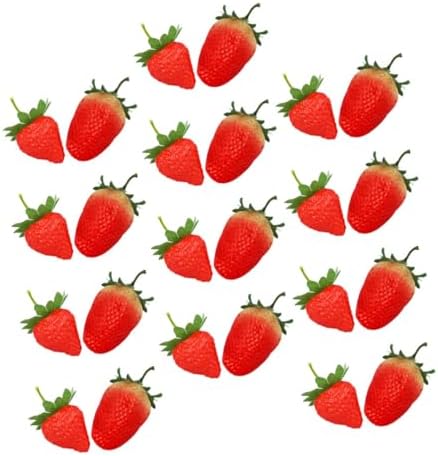 IMIKEYA 24pcs Fake Plastic Strawberries Decorative Artificial Fruit Pack