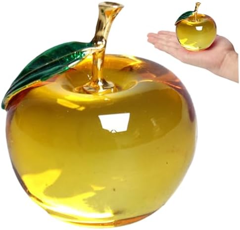 Yellow Artificial Glass Apple Crystal Fruit Ornament