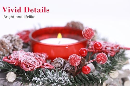 Frosted Red Berry Stems 20 Pack Artificial Christmas Decor