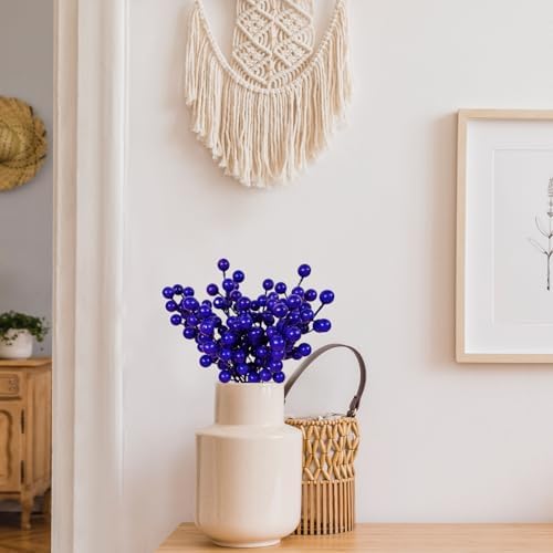 Artificial Purple Blue Berries Stems 24pcs Christmas Decor