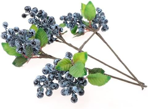 4PCS Artificial Blueberry Branches for DIY Decorations and Bouquets