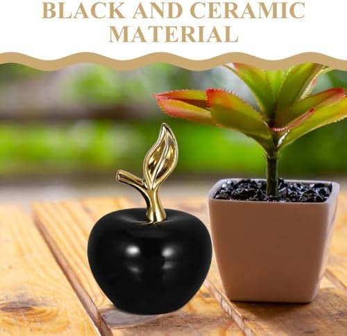 Cabilock Ceramic Apple Figurine Ornament Black