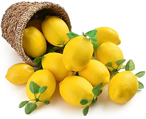 12 Piece Artificial Lemons with Leaves Home Decor