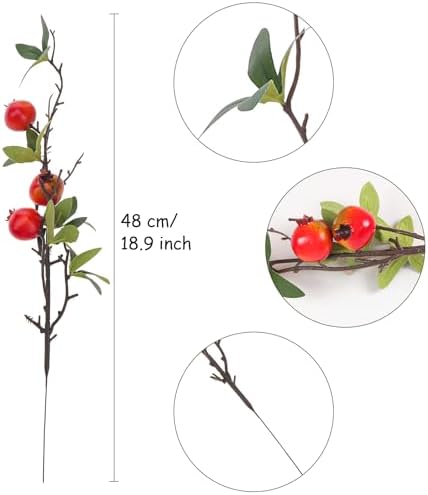 Gresorth Artificial Pomegranate Branches 5pcs Christmas Decor