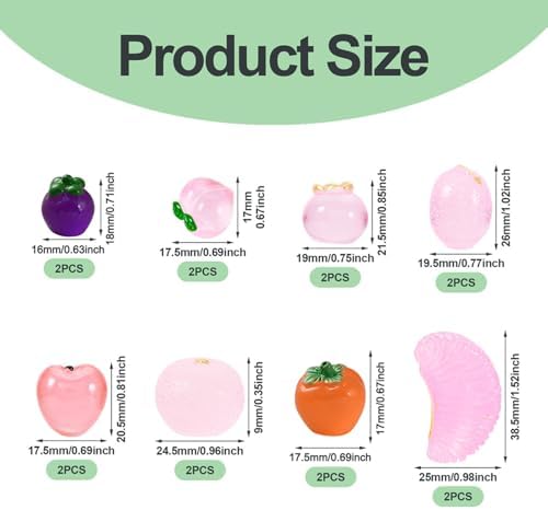 16Pcs Glow in The Dark Mini Pink Fruit Decorations