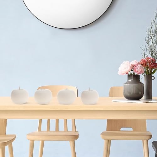 6PCS Artificial White Apple Decor for Home Kitchen Party