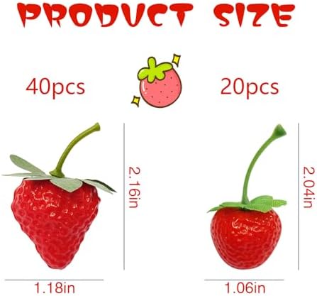 60PCS Artificial Strawberries Kitchen Decor Lifelike Display Props