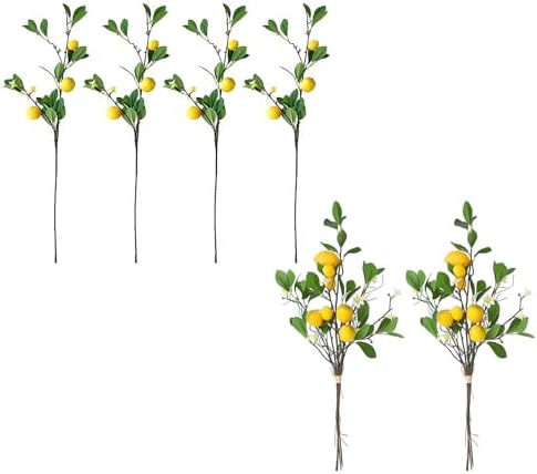 DULRLLY 4 Pcs Artificial Lemon Branches for Home Decor