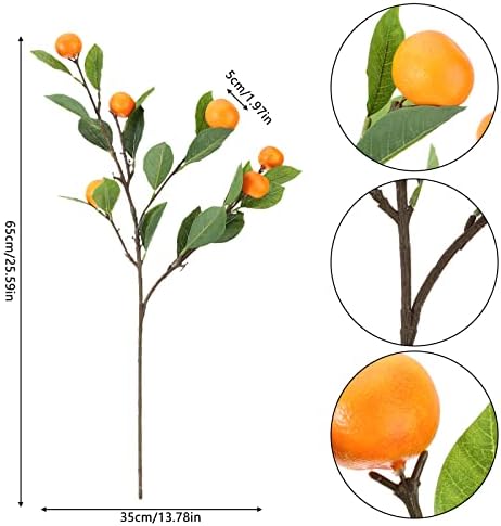 Lifelike Artificial Orange Branch with Green Leaves 65cm