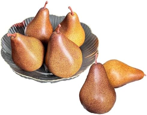 Lovmeety 6Pcs Artificial Brown Pears Decor