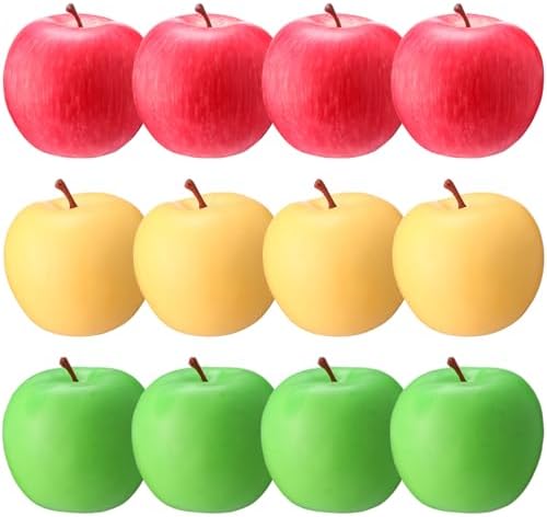 Libima 12 Pcs Realistic Fake Plastic Apples Decorations