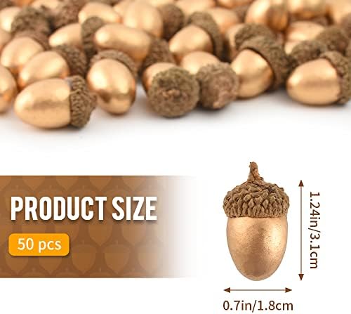 HUIANER Gold Artificial Acorns 50PCS for Christmas Decor