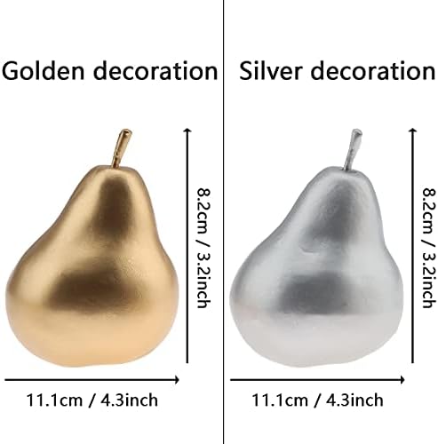 6 PCS Artificial Silver Lifelike Pear Decorations