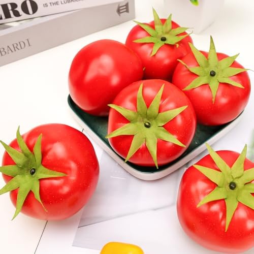 6PCS Fake Tomatoes Artificial Vegetables Lifelike Decor