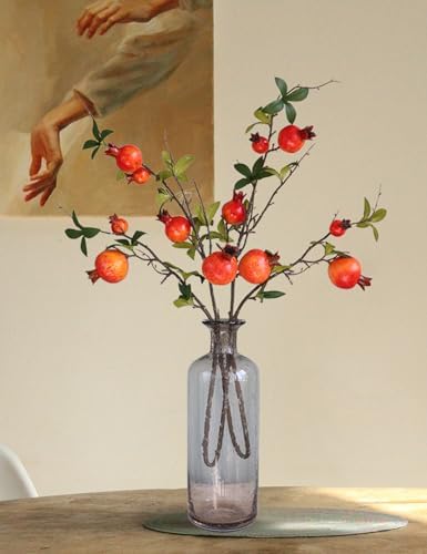 Forlaoers 2pcs Artificial Pomegranate Flowers for Christmas Decorations