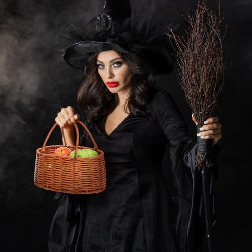 Viorawhite Halloween Party Decor 8pcs Artificial Apples with Basket