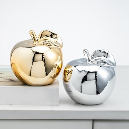6 Inch Golden Ceramic Apple Decor Sculpture