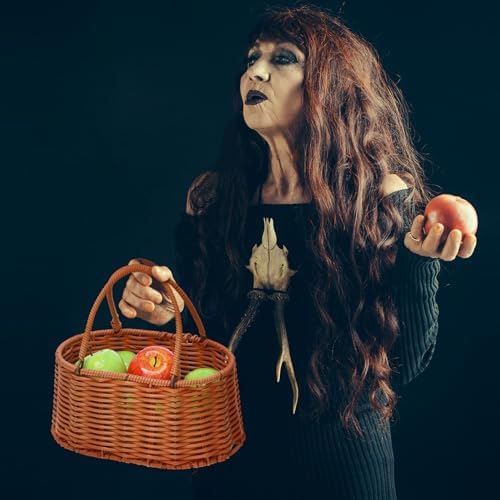 Viorawhite Halloween Party Decor 8pcs Artificial Apples with Basket