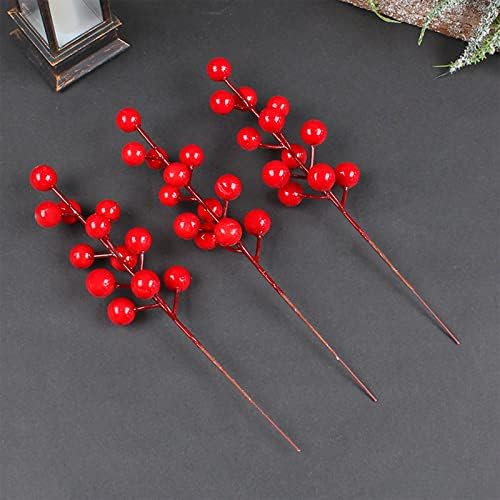 10Pcs Artificial Red Stems with Berries for Christmas Decor