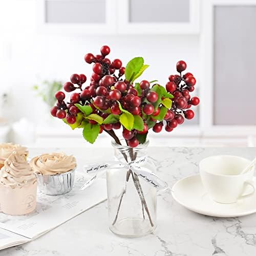 HUIANER Artificial Dark Red Berries with Stems