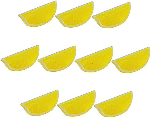 RLECS 10PCS Artificial Yellow Lemon Slices 3x15cm