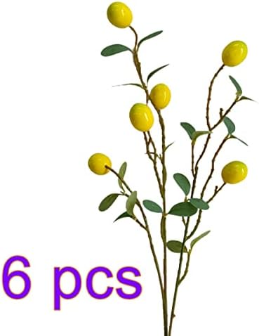 6Pack Artificial Lemon Branches Vivid Yellow Home Decor