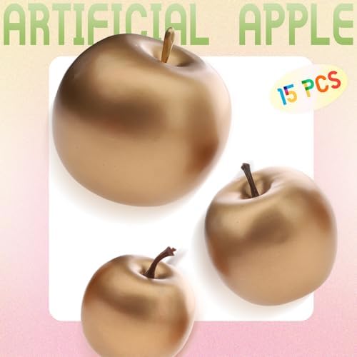 Gresorth Artificial Golden Apple Decoration Set 15PCS