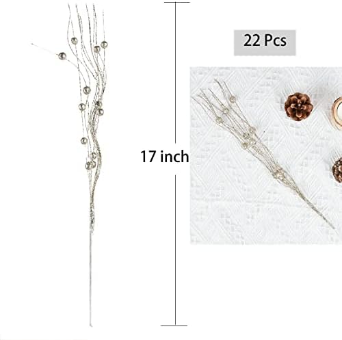 DearHouse 22Pcs Christmas Glitter Berry Stems for Tree Decor