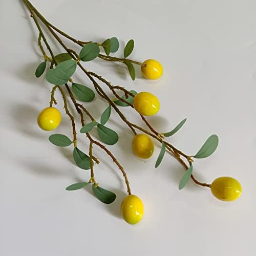 6Pack Artificial Lemon Branches Vivid Yellow Home Decor