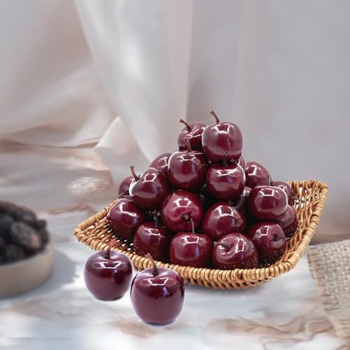 Tuxiaobu Lifelike Fake Apples 30 Pcs Red Artificial Fruit Decorations