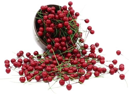 Tuxiaobu 300 Pcs Artificial Wine Red Holly Berries
