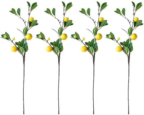 DULRLLY 4 Pcs Artificial Lemon Branches for Home Decor
