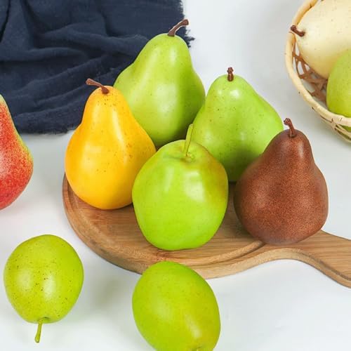 Lovmeety 6Pcs Artificial Brown Pears Decor