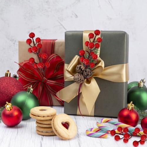 Red Fruit Flower Decoration Artificial Christmas Ornaments 20 Branches
