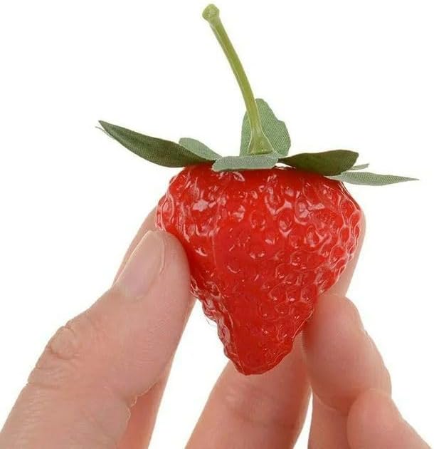 10 Pcs Red Lifelike Fake Strawberries Artificial Fruit Decor