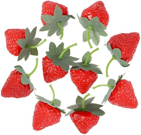 10 PCS Artificial Strawberries Kitchen Decor Lifelike Fruit Photography Props