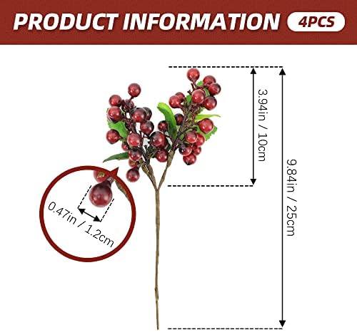 HUIANER Artificial Dark Red Berries with Stems