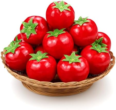 Lorigun 15 Pcs Artificial Red Tomatoes for Decor