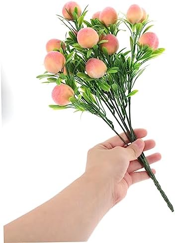 Artificial Peach Branches Vase Decor Set