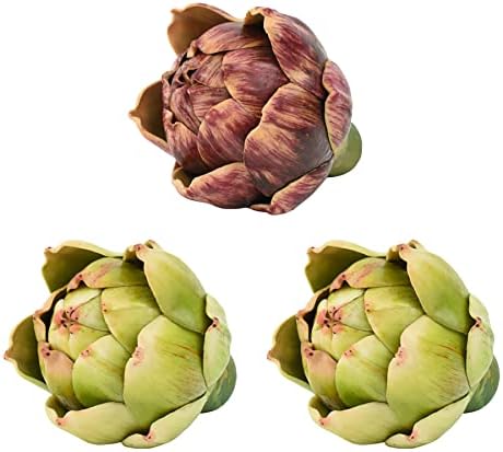 Luckforest Artificial Artichokes Decor Set of 3 Green Red