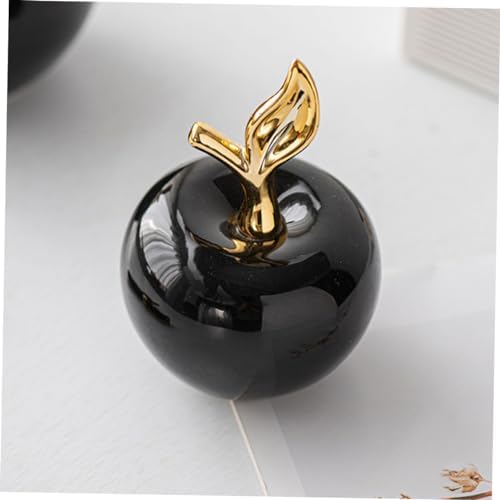 Lifelike Small Ceramic Apple Figurine for Home Office Decor
